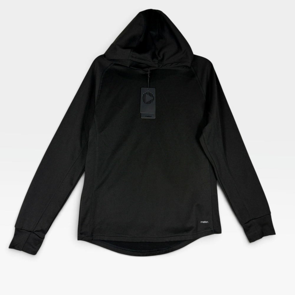 Motion LS Hoodie Pullover AM34HD004 Small Black Onyx Raglan Stretch NWT